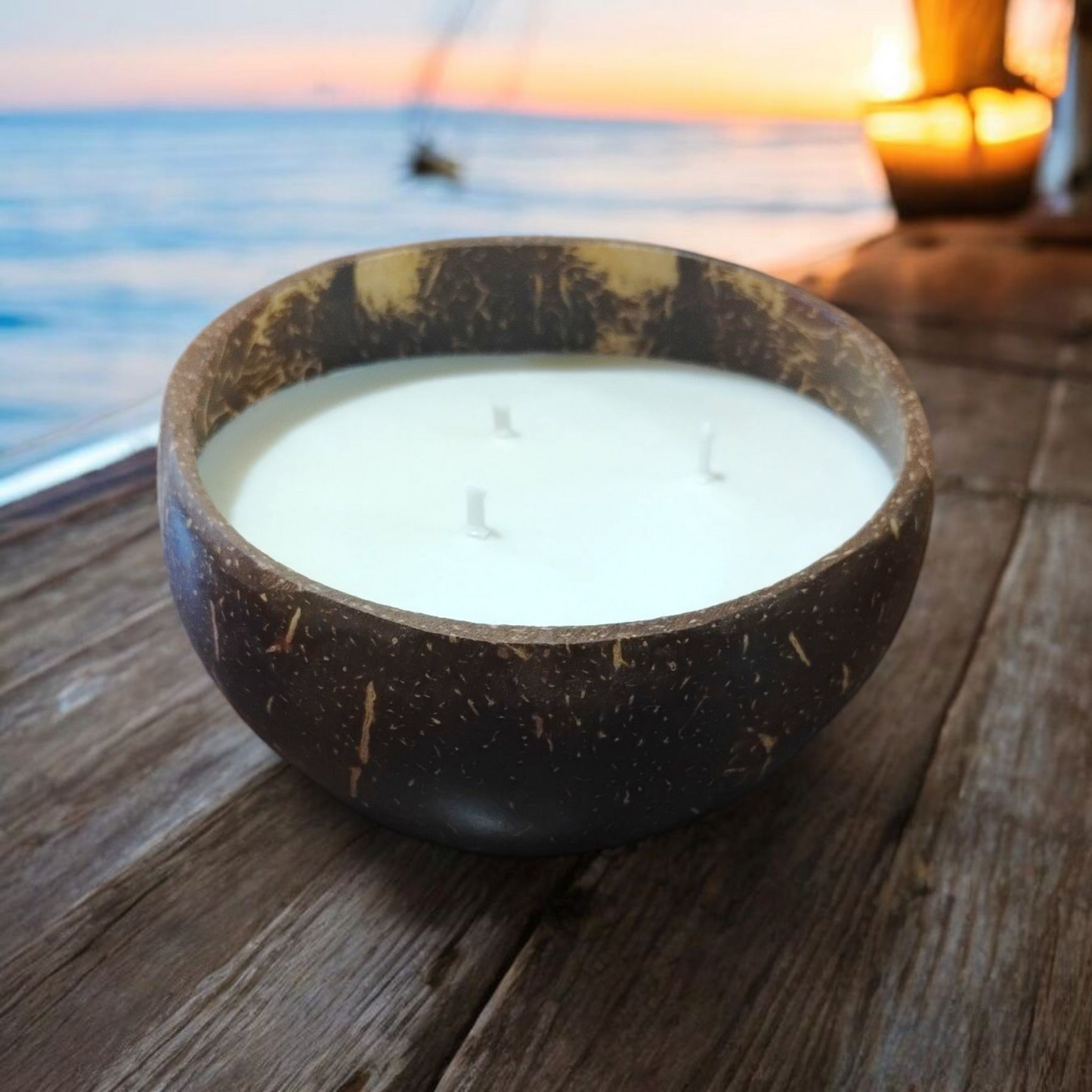 12oz Coconut Bowl with 3 wicks